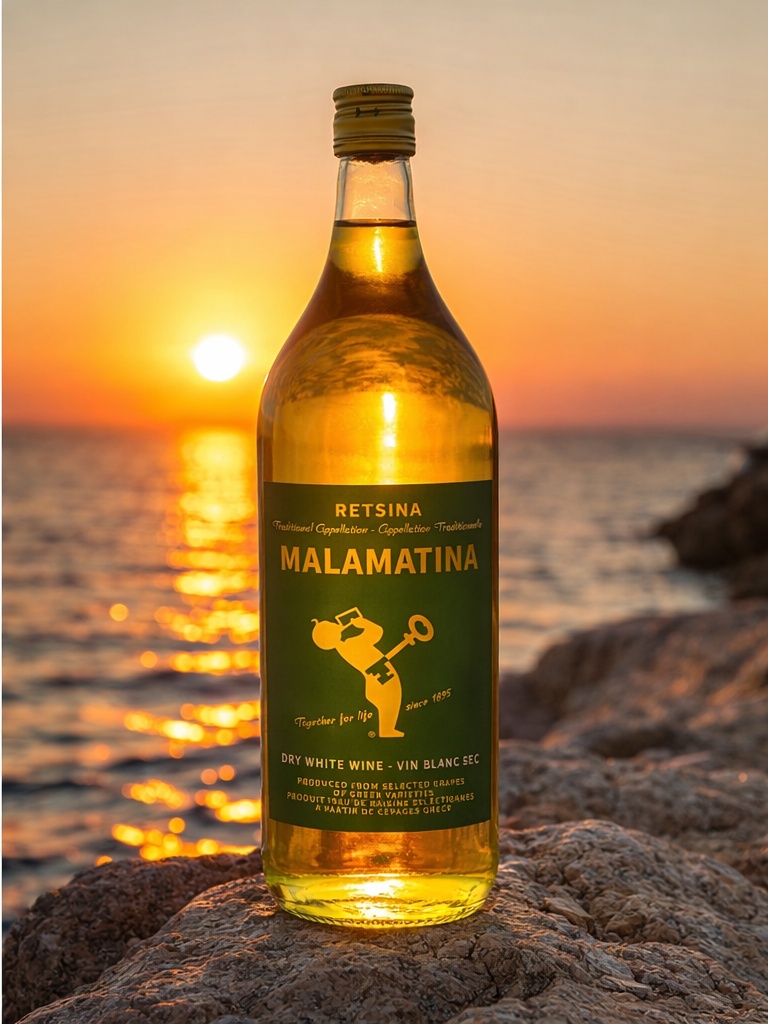 Vin alb, Retsina Malamatina 2 L - imagine 2